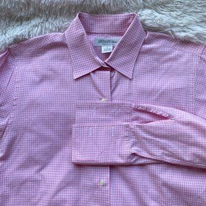 BROOKS BROTHERS Long Sleeve French Cuff Pink Square Button Up Shirt 14